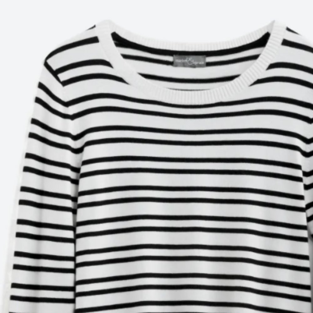 Aubree Elbow Patch Striped Sweater